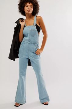 Lee Factory Flare Overalls | Free People Flare Overalls, Blue Fits, Boho Clothing, Western Boots, Boho Outfits, Work Wear, Fall Outfits, Overalls, Free People