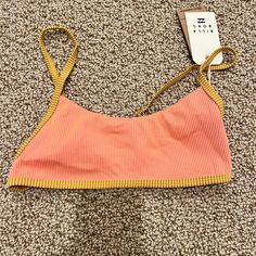 Super Cute Brand New Never Worn With Tags Very Flattering And Comfy Easy To Move In And Wear Really Easy To Style And Really Good Quality Pink Sleeveless Swimwear With Adjustable Straps, Casual Pink Swimwear With Adjustable Straps, Trendy One-piece Tops For The Beach, Mustard Top, Swimsuit Two Piece, Billabong Swim, Billabong Women, Cheeky Bikinis, Move In