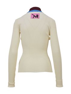 High-neck white sweater in wool mélange with contrast striped neck. Size nationality: INTComposition: 45% Wool, 40% Viscose, 15% Polyamide White Sweater With Ribbed Neckline, White Sweater With Ribbed Neckline For Work, White V-neck Sweater With Ribbed Collar, White Turtleneck Sweater With Ribbed Neckline, White Ribbed Turtleneck Sweater, Calvin Klein White Workwear Tops, Calvin Klein 205w39nyc, Calvin Klein White, White Turtleneck