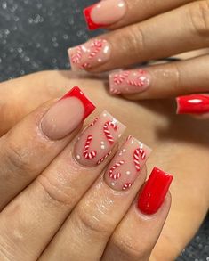 Candy Cane Nails, Winter Nails Acrylic, Girly Acrylic Nails, Festival Nails, Short Acrylic Nails Designs