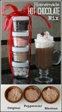 homemade hot chocolate mix in a glass mug