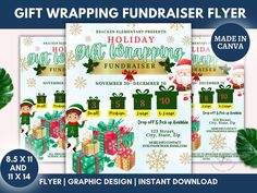 three christmas gift wrapping fundraiser flyers