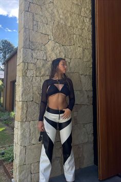 Stand out at your next festival with our PU contrast pants. Style with any white crop top and black boots to complete the edgy and slick vibe. Contrast Pants, Night Rider, Famous Dress, Pants Style, Drip Dry, White Crop, White Crop Top, Photo Sessions, Black Boots