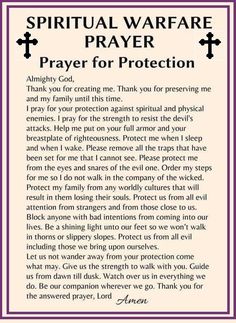 a prayer card with the words,'pray for protection '