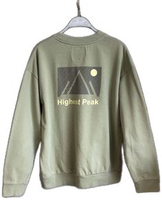 Khaki Tops For Winter Outdoor Activities, Winter Khaki Tops For Outdoor Activities, Khaki Tops For Outdoor Winter Activities, Green Relaxed Fit Hoodie For Outdoor, Winter Crew Neck Khaki Top, Winter Khaki Crew Neck Top, Khaki Crew Neck Top For Winter, Oversized Green Urban Sweatshirt, Khaki Cotton Outdoor Sweatshirt