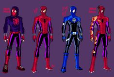 three different types of spider - man costumes