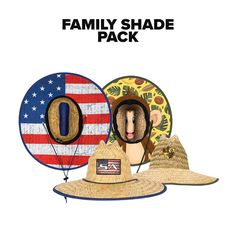 The Family Shade Pack combination will keep you and your little one in the outdoors but protected from the sun. With the SA Straw Hats both your faces will be shaded from the sun as you embark on a full day outdoors. Plus you each get to choose a Multi-Use Face Shield® design which is great sun protection. Pack Includes: Under Brim Straw Hat Kids Under Brim Straw Hat Free Gift Playful Summer Hats For Outdoor Activities, Playful Sun Hat For Beach Season, Playful Sun Hat With Uv Protection For Outdoor, Playful Uv Protection Hats For Outdoor Activities, Fun Outdoor Bucket Hat, Fun Adjustable Sun Hat For Outdoor Activities, Fun Outdoor Sun Hat With Upf 50+, Fun Sun Hat With Upf 50+ For Outdoor, Fun Outdoor Hat With Uv Protection