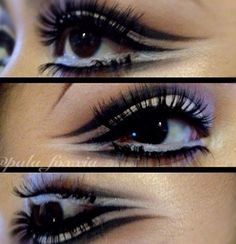 Gothic Makeup For Hooded Eyes, Gothic Eyeliner For Hooded Eyes, Black And Red Makeup Looks Gothic, Red And Black Eye Makeup Gothic, Mall Goth Eyeliner, Dramatic Eyeliner Goth, Graphic Makeup, Swag Makeup, Smink Inspiration