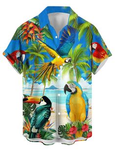 PRICES MAY VARY. 【Material】 Our Green Hawaiian Shirts For Men are made from high-quality, breathable fabric that feels soft and comfortable on the skin. 【Classic Design】 This mens tropical shirts short sleeve features a novelty design, with bold color blocks, stripes, or unique prints, adding a touch of fashion style to your wardrobe. 【Comfort】 The big and tall shirts for men has a relaxed, loose fit that ensures maximum comfort and ease of movement during any activity, making it perfect for cas Oversized Shirt Men, Funky Shirts, Printed Shirts Men, Hawaiian Beach, Clothing Casual, Coconut Tree, Hawaiian Style, Cotton Shirts, Mens Hawaiian Shirts