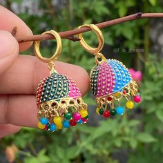 ● Item Detail :- Gorgeous Indian style silver Jhumka earrings on hoops , Multi colour  :- Super light weight :- 1.5 inches long  :- Colour : multi colour  :- hoops earring :- M SIZE JUMKA  ( You can change the hook without any worry. We have three types of hooks,Leverbacks hook/Hoops/french hook , You can inform me about this by messaging me while placing the order. ) **important Notice** ~* After the order, give your full address, Pin code/zip code, Full name, Contact namber/email address, city Indian Style Earrings, Silver Jhumka Earrings, Jumka Earrings, Pin Code, Le Crochet, Jhumka Earrings, Indian Style, Jewelry Earrings Hoops, Indian Fashion