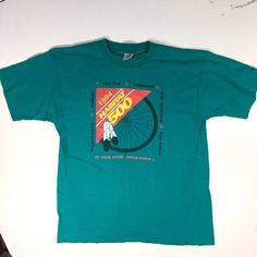 "Seller Notes: \"Article is in excellent VINTAGE condition. Size (Men's): L Modified Item: No Material: 100% Cotton Gender: Men Decade: 1990s R Measurements Chest: 40 Length:27.5" Retro Green T-shirt For Sports, Crewneck Streetwear, Luxury Winter, Mens T Shirts, Cycling Bikes, Sport Man, Ties Mens, Bike Ride, Swim Trunks