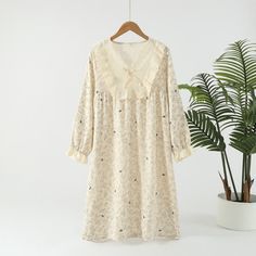 Experience elegance and comfort in our pastoral cotton nightgown, featuring double gauze layers, intricate lace, and bow details, perfect for stylish relaxation. Pajamas Dress, Lace Nightwear, Cotton Nightgown, Pajama Dress, Night Dress For Women, Floral Sleeve, One Piece Pajamas, Night Wear, Double Gauze