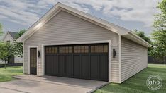 a two car garage is shown in this rendering