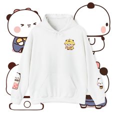 This cute Bubu version pullover hoodie features Bubu in 4 variations: Bubu drinking boba (front), Bubu in boba (right), and Bubu popsicle (left). Get the matching Dudu version and multiply your cring-cuteness. I meant cuteness! Comes with drawstrings and a kangaroo pocket pouch to store Bubu's snacks. 50% cotton, 50% polyester (fiber content may vary for different colors) Medium-heavy fabric (8.0 oz/yd² (271 g/m Classic fit Tear-away label Runs true to size Kawaii Winter Hooded Tops, Kawaii Cotton Hoodie For Winter, Winter Kawaii Cotton Hoodie, Cotton Kawaii Hoodie With Drawstring Hood, Kawaii Cotton Hoodie With Drawstring Hood, Kawaii Hooded Sweatshirt For Streetwear, Kawaii Hoodie Sweatshirt With Drawstring, Kawaii Long Sleeve Hoodie With Drawstring, Kawaii Hooded Winter Sweatshirt