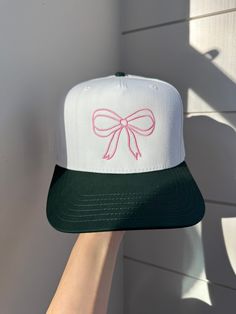 Unisex Fit Canvas Trucker Hat/Cap Cotton Blend Adjustable snapback  Embroidered locally  **Original Design Hat/design colors as shown! Cheap Letter Embroidery Trucker Hat One Size, Pink Baseball Cap With Flat Bill, Snapback Baseball Cap With Embroidered Logo As Gift, 5-panel Baseball Cap As Gift, White 5-panel Dad Hat One Size, White Casual Mini Cap, Green Baseball Cap As Gift, Cute White Baseball Cap With Curved Brim, White 5-panel Hat With Embroidered Logo