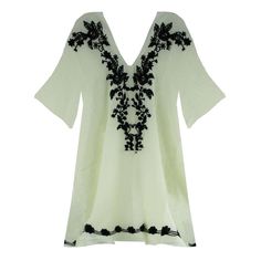 Let Your Favorite Swimwear Peek Through The Sheer, Airy Cover Up That Floats Weightlessly Over Sun-Kissed Skin. The Beautiful Floral Embroidery On This Cover Up Beach Tunic Top Adds A Delicate Contrast To The Neckline And Hem.Top Measures 28 Inches From Shoulder To Bottom Edge. Measures 34 Inches Side To Side, When Laid Flat. Arm Opening Measures 12 Inches From Shoulder To Sleeve Seam, When Laid Flat. This Top Is Loose Fitting, Lightweight And Quick Drying Which Makes It Great To Wear As A Swims Vacation V-neck Top With Embroidered Hem, V-neck Vacation Tops With Embroidered Hem, Beach V-neck Top With Embroidered Neckline, Summer Vacation Tops With Chikankari Embroidery, V-neck Top With Embroidered Neckline For Vacation, V-neck Beach Top With Embroidered Neckline, V-neck Top With Embroidered Neckline For Beach, Swimsuit Coverup Dress, Chiffon Kimono Cardigan