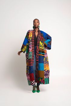 African print KIMONO Patchwork design approx 50 inches for the long kimono   Each kimono is unique,... Multicolor Long Printed Kimono, Long Printed Traditional Kimono, Traditional Long Printed Kimono, Multicolor Patchwork Kimono With Kimono Sleeves, Traditional Multicolor Printed Kimono, Long Patterned Printed Kimono, Multicolor Printed Kimono With Kimono Sleeves, Oversized Multicolor Printed Kimono, Oversized Multicolor Robe With Kimono Sleeves