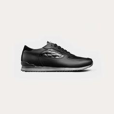 Men's 100% Authentic Crocodile Leather Runner Sneakers by Reggenza Luxury Wingtip Sneakers With Rubber Sole, Luxury Wingtip Calf Leather Sneakers, Luxury Sneakers With Contrast Sole, Luxury Custom Lace-up Sneakers With Textured Sole, Formal Leather Sneakers, Luxury Calf Leather Sneakers For Formal Occasions, Luxury Low-top Custom Sneakers For Formal Occasions, Luxury Custom Sneakers With Leather Sole For Streetwear, Luxury Low-top Custom Sneakers With Vibram Sole