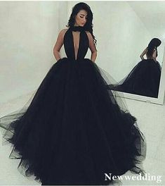 Black Prom Dress Ball Gown, Black Tulle Wedding Dress, Prom Dress Halter, Formal Prom Dresses Long, Gorgeous Prom Dresses, Prom Dresses Black, Prom Dresses 2018, V Neck Prom Dresses, Prom Dresses Modest