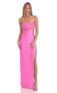 Dress Long Pink, Bubblegum Pink Dress, Bodycon Dress Long, Satin Bodycon Dress, A Night At The Opera, Satin Gown, Satin Maxi, Satin Maxi Dress, Pink Maxi Dress