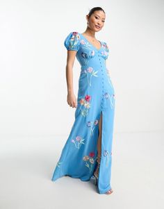 Fitted V-neck Maxi Dress With Floral Embroidery, Fitted Maxi Dress With Floral Embroidery, Fitted Embroidered Maxi Dress For Spring, Spring Fitted Embroidered Maxi Dress, Spring Embroidered Fitted Maxi Dress, Elegant Embroidered V-neck Maxi Dress, Elegant Blue Maxi Dress With Floral Embroidery, Spring Floral Embroidery Maxi Dress, Spring Floral Embroidered Maxi Dress