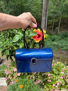 Thank You If You Favored One of My Items! You Will Receive 10% Off an Item of Your Choice, Unless It Is On Sale, Code17. Thank You. RARE WILARDY HANDBAG/Wilardy Lucite Purse/Lucite Handbags/Lucite Purses/50's Purse/Navy Purses/Near Mint Condition RARE Circa 50's WILARDY Navy Pearl Handbag This is a very RARE Wilardy Navy Handbag.  This Handbag is especially Rare due to the Navy Color.  The Dark Blue/Navy Purses are Very Rare these Days. There is one very similar to this one featured in Janice Berkson's Book "Carry Me! 1950's Lucite Handbags an American Fashion.  It is on Page 117 and is called Navy Pearl and is attributed to 1958. Some History of the Wilardy Handbags:  Wil Hardy joined his father's company named Handbag (Metal) Specialties.  Toward the end of WWII he was able to get some d Lucite Purse, Pearl Handbag, Navy Handbag, Navy Purse, Lucite Jewelry, Beautiful Handbags, Vintage Lucite, American Fashion, Navy Color