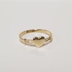 "Thanks for shopping our vintage estate store. We tend to sell well below wholesale and truly hope you enjoy all of our items. Many of the items are one of a kind, so please enjoy scrolling through the pictures and hopefully something will catch your eye. Brown spots are from camera or reflections. Estate 14k yellow gold heart baby ring. Custom made ring for our shop.  Ring size: 3 or 3.25 please select size Setting: 5mm 1/4\" Band width: 1.5mm Weight: .82 gram Marked 14k and it's sweet. One tha Vintage Gold Signet Ring With Birthstone, Vintage Heart Ring With Birthstone, Vintage Yellow Gold Heart Ring, 14k Gold Heart-shaped Ring With Hallmark, Vintage Birthstone Rings For Valentine's Day, Vintage Yellow Gold Heart Ring As A Gift, Vintage 14k Gold Heart-shaped Rings, Classic Heart Ring With Birthstone, Vintage Yellow Gold Heart Ring For Valentine's Day