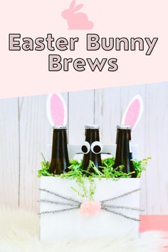 an easter bunny bottle topper in a bag with the words, how to make an easy