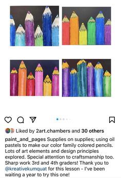 an image of crayons on paper with the caption that reads, i like by 2 art chamberers and 30 others