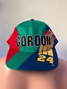 New with tags Jeff Gordon Dupont wave snapback hat from the mid 90s. Multi-colored cap with embroidered logos, near mint shape, OSFA. Multicolor Snapback Baseball Cap For Sports, Retro Multicolor Snapback Baseball Cap, Multicolor Snapback Baseball Cap For Streetwear, Multicolor Cap For Streetwear, Sporty Multicolor Baseball Cap, Multicolor Snapback Hat For Sports, Vintage Sports Baseball Cap With Curved Bill, Retro Snapback Hat With Curved Bill And Embroidered Logo, Vintage Curved Bill Baseball Cap For Sports