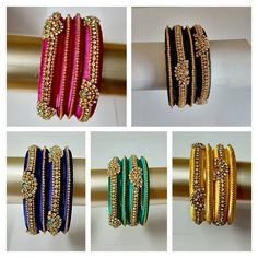 Fashionable Designer silk thread handmade stone bangles that are royal , elegant and  beautifully wrapped with silk thread in different colors. Nice to wear during wedding, engagement, festival & all traditional occasions and can also be mix matched to match your attire. Can be given as return gifts too. Keep Jewelry away from water and other liquids, No direct Perfume, water, spray on the jewelry. Please note that these are unique designs and made only upon your order. I assure you that you will receive the best quality handmade item and just exactly shown in the picture but the colors may slightly vary from those shown in the picture due to photography and color settings. No return no exchange Traditional Beaded Bangle For Wedding, Traditional Wedding Beaded Bangle, Silk Thread Bangle With Dori Work For Festivals, Multicolor Silk Thread Bangle For Festivals, Multicolor Silk Thread Bangle As Gift, Multicolor Silk Thread Bracelets For Gifts, Multicolor Silk Thread Bracelets As Gift, Multicolor Bangle Bracelets With Dori Work, Multicolor Bangle Bracelet With Dori Work