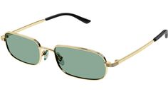 Gafas de sol Gucci modelo GG1457S Colección de gafas Lettering con montura rectangular de metal con montura dorada endura brillante y lentes doradas. Vogue Kids, Chloe Kids, Sunglasses Model, Gucci Sunglasses, Green Gold, Gold Frame, Face Shapes, Perfect Pair, Metal Frame