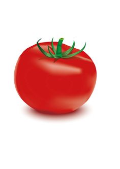 a red tomato on a white background with clippings to the top and bottom