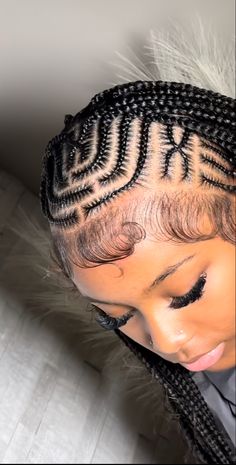 Knotless In The Back Cornrows, Trendy Fulani Braids, Trible Braids Flip Over, Knotless With Scalp Braids, Scalp Braid Styles For Black Women, Triable Knotless Braids, Fulani Design Braids, Feed Ins With Knotless Braids, Cute Hairstyles Black Women Braids