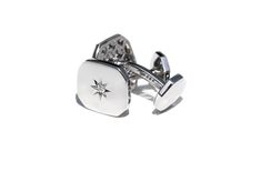 Barri Diamond Cufflinks Cufflinks - BONDEYE JEWELRY ® Elegant Silver Cufflinks, Luxury Silver Diamond Cufflinks, Elegant White Gold Cufflinks With Polished Finish, Designer Silver Cufflinks With Polished Finish, Elegant Sterling Silver Cufflinks For Formal Occasions, Luxury Diamond Cufflinks, Silver Diamond Cufflinks For Business, Silver Diamond Cufflinks For Anniversary, Formal White Gold Sterling Silver Cufflinks