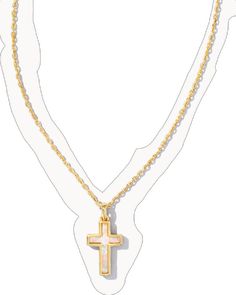 Necklace Kendra Scott, Cross Gold, Kendra Scott Necklace, Gold Cross Necklace, Confirmation Gifts, Gold Cross, Cross Pendant Necklace, Natural Opal, Brass Material