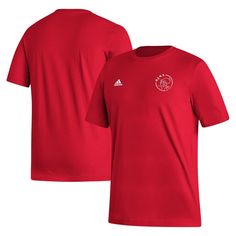 The adidas Red Ajax Crest T-shirt is the perfect way to show unwavering support for the legendary Ajax football club. Crafted from soft cotton jersey, this slim-fit tee proudly displays the iconic Ajax crest on the chest. Whether cheering from the stands or representing your team off the field, this t-shirt is a must-have for any true Ajax fan. Short sleeve Brand: adidas Do not bleach or dry clean Screen print graphics Officially licensed Material: 100% Cotton Jersey Imported Machine wash, tumbl Adidas Logo T-shirt For Sports Season, Sportswear T-shirt With Team Logo, Adidas T-shirt With Three Stripes Branding, Adidas T-shirt With Three Stripes For Sports Events, Adidas Three Stripes T-shirt For Sports Events, Adidas Three Stripes T-shirt For Sports, Sportswear Crew Neck T-shirt With Team Logo, Short Sleeve Team Logo Sportswear T-shirt, Adidas Sportswear T-shirt For Sports Events