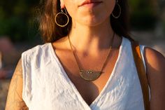 "These thick hammered hoops are a great every day size. Brass wire that's forged, oxidized and polished to a matte finish. Sterling earwire clicks into hole in the back of the hoop. Tiny silver colored heishi add a nice contrast. 1 1/2\" diameter Check out the medium and large sizes in my shop." Everyday Brass Jewelry With Oxidized Finish, Mud Cloth Pattern, Brass Hoop Earrings, Crescent Necklace, Brass Hoops, Small Jewelry Box, Heishi Beads, Small Jewelry, Clothing Patterns