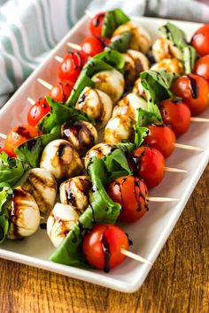 grilled vegetables on skewers are ready to be served