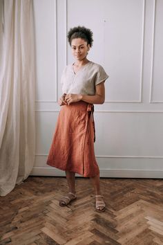 Linen A-line Skirt With Ties Linen Wrap Skirt Orange Skirt - Etsy Spring Linen Wrap Skirt, Asymmetrical, Casual Linen Wrap Skirt For Spring, Summer Linen Asymmetrical Wrap Skirt, Summer Asymmetrical Linen Wrap Skirt, Lined Linen Wrap Skirt For Summer, Summer Linen Wrap Skirt With Lining, Relaxed Linen Asymmetrical Wrap Skirt, Casual Linen Long Wrap Skirt, Casual Linen Asymmetrical Skirt