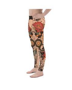 Be your best active self in the Gearbunch Tattooed Lotus Meggings. The super soft and stretchy material makes them the perfect choice for a variety of activities, and you can wear them on their own or under shorts. A unique harmonious watercolor design of bright pink, blue, and yellow tones on a neutral background, these Men's Leggings are bound to become your favorite workout apparel! IMPORTANT: Out of respect for the Hindu community, we request you to only buy this design if you understand the true meaning of OM. Multicolor Casual Leggings For Training, Multicolor Breathable Activewear For Yoga, Multicolor Casual Training Leggings, Casual Multicolor Leggings For Training, Multicolor Moisture-wicking Gym Bottoms, Multicolor High Stretch Yoga Pants For Sports, Multicolor Compression Yoga Pants For Workout, Casual Multicolor Breathable Bottoms, Tight Casual Yoga Pants For Training