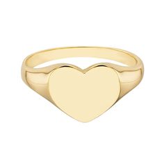 Find your new signature look with this charming heart signet ring. 14K gold Polished heart-shaped signet Tapered shank Classic 14k White Gold Heart Ring, Classic Heart-shaped Rings With Heart Charm, Classic Heart Ring With Polished Finish For Anniversary, Classic Polished Heart Ring For Anniversary, Yellow Gold Heart Ring With Charm, Classic Heart-shaped Engraved Promise Ring, Heart Cut Signet Ring For Valentine's Day, Classic Heart Cut Signet Ring For Promise, Classic 14k Gold Heart-shaped Jewelry