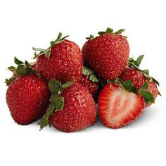 strawberries with leaves on white background