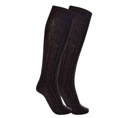 Love Sock Company women's cable knit knee high long boot socks dark grey made with 90% Organic Cotton, 9% polyamide, 1% elastane and 100% LOVE. Pair these super soft and cozy organic cotton Boot Socks with tall or short boots for peeking out with jeans, leggings, skirts, dresses or just lounging around. Makes a great bridesmaid gift! Socks are approximately 24 inches long from toe to top and stretch to 16" max circumference. One size fits most, from teens to women's shoe size 5-10. Recommended C Socks For Boots, Black Knee High Socks, Winter Stockings, Womens Knee High Socks, Knit Boot Socks, Sock Company, Luxury Socks, Socks Womens, Academia Outfits