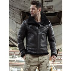 This aviator jacket for men is designed in an amazing casual style in order to reveal your great fashion taste. The B3 flight jacket is made from fur, wool, sheepskin and shearling materials for a warm and soft feel during winter. It's a solid patterned bomber jacket that has a zipper closure and a turn-down collar.

Specifications
Brand Name: GeraldBlack
Hooded: No
Thickness: Thick （Winter)
Outerwear Type: Leather & Suede
Detachable Part: NONE
Lining Material: Wool
Decoration: Fur
Decoration: P Adventurous Men, Leather Shorts Women, Leather Jackets Online, Guy Style, Winter Fur Coats, Coat Fur, Raw Leather, Sheepskin Jacket, Distressed Jacket