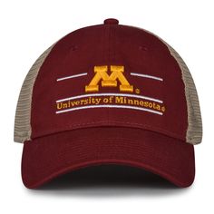 Minnesota Golden Gophers trucker hat with breathable mesh Adjustable Cotton Trucker Hat For College, Collegiate Cotton Snapback Trucker Hat, Collegiate Cotton Trucker Hat With Curved Bill, Cotton Snapback Trucker Hat For Fans, Casual Trucker Hat With Mesh Back For Baseball Season, Collegiate Cotton Trucker Hat, Cotton Trucker Hat For College, Cotton Trucker Baseball Cap For Sports, Cotton Trucker Hat With Letter Print