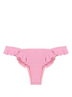 bubblegum pink stretch-design ruffled detailing thong style Be mindful to try on swimwear over your own garments. Versace Outfit, Be Mindful, Pink Swimsuit, Bubblegum Pink, Ski Wear, Lady Dior, Try On, Women Swimsuits, Denim Dress