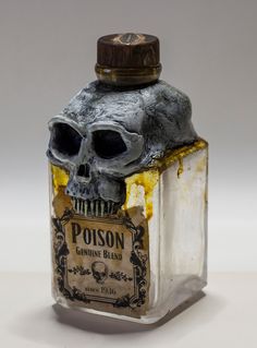 a bottle with a skull on it