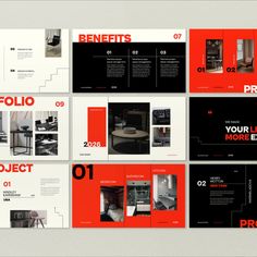 Red and Black Minimalist Interior Design PowerPoint Minimalistic Presentation Design, Red Presentation Design, Red And Black Interior Design, Black Presentation Design, Minimalist Layout Design, Presentation Deck Design, Red Web Design, Minimalist Presentation Design, Minimalist Powerpoint Design