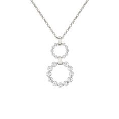 MICHAEL M Necklaces 14K White Gold Two Ring Cloud Drop Pendant P386-S Belcher Chain, Collection Design, Gold Bar, The Cloud, Drop Pendant, Round Cut Diamond, White Gold Diamonds, Bridal Jewelry, Round Cut